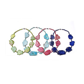 Colliers perlés en jaspe de régalite naturelle / jaspe impérial / sédiment marin, avec des agrafes en laiton de tonalité de platine