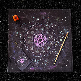 Tissu de velours, tissu de table de tarot, carré avec motif étoile et douze constellations