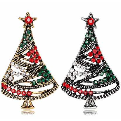 Pin de esmalte de árbol de Navidad colorido, broche de aleación para ropa de mochila