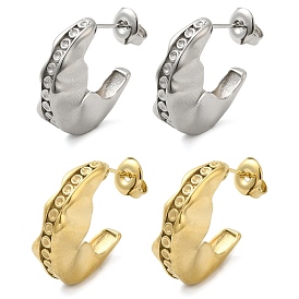 304 Stainless Steel Stud Earrings Findings, Moon Earring Settings for Rhinestone