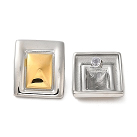 Two Tone 304 Stainless Steel Stud Earrings, Rectangle