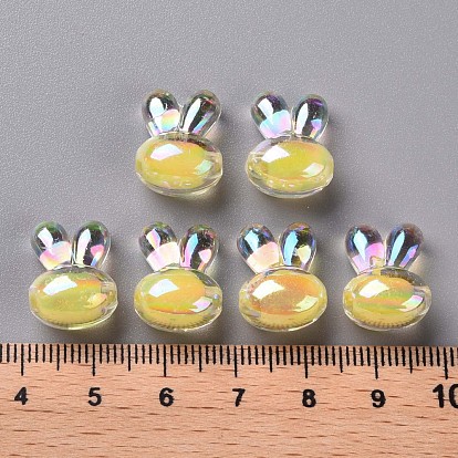 Transparent Acrylic Beads, Bead in Bead, AB Color, Rabbit