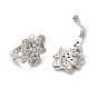 Clear Cubic Zirconia Flower Hoop Earrings, Brass Earrings