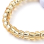 Glass Seed Beads Stretch Finger Rings, with Golden Plated Brass Beads and Letter Acrylic Beads