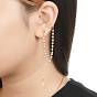 Boucles d'oreilles, boucles d'oreille, avec des chaînes de câble en laiton, abs en plastique imitation perle, 304 breloques et écrou d'oreille en acier inoxydable, étoiles