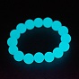 Synthetic Luminous Stone Beaded Stretch Bracelet, Glow in the Dark, Round
