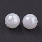 Plating Eco-Friendly Poly Styrene Acrylic Beads, White, AB color, Faceted Round