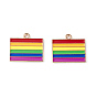 Colgantes de esmalte de aleación de orgullo de color arcoíris, encantos del rectángulo, la luz de oro