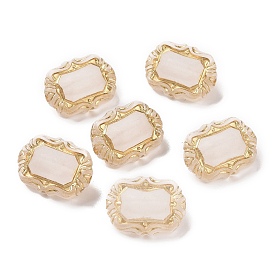 Plating Acrylic Beads, Golden Metal Enlaced, Frosted, Rectangle