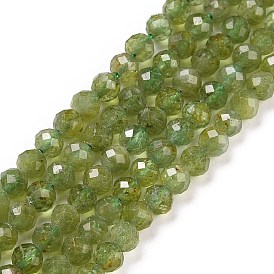 Natural Apatite Beads Strands, Faceted, Round