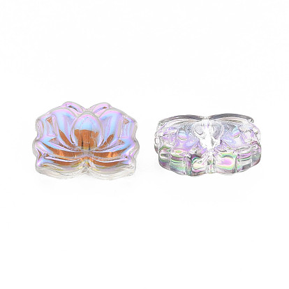 Galvanoplastie perles de verre transparentes, demi-plaqué, fleur de lotus