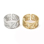 304 Stainless Steel Open Cuff Rings, Hollow Leaf