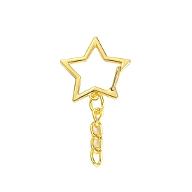 Star Alloy Keychain Claps, with Iron Curb Chain