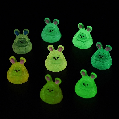 Luminous Resin Cute Little Rabbit Ornaments, Glow in the Dark, Micro Landscape Decoration