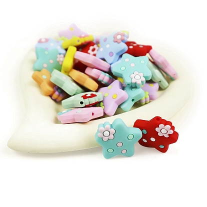 Perles de silicone écologiques de qualité alimentaire star, perles à mâcher pour les jouets de dentition, Diy soins infirmiers colliers faisant