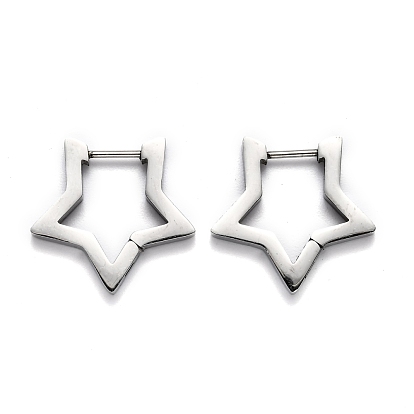 304 Stainless Steel Star Huggie Hoop Earrings