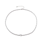 Collier pendentif coeur en zircone cubique transparente avec chaînes de tennis, bijoux en laiton pour femmes