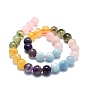 Natural Mixed Gemstone Beads Strands, Natural Aquamarine & Rose Quartz & Prehnite & Citrine & Amethyst, Round