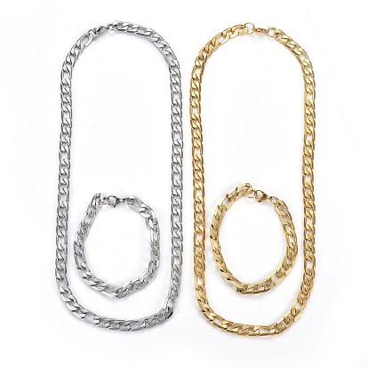 304 définit bijoux en acier inoxydable, figaro chaînes colliers et bracelets