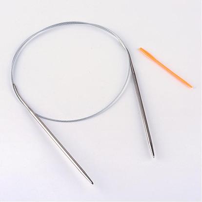 Circular de acero inoxidable agujas de tejer de alambre de acero y plástico de color al azar agujas de tapicería, más disponible
