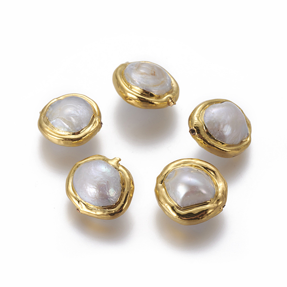 Perlas naturales perlas de agua dulce cultivadas, con fornituras de latón, pepitas