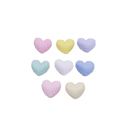 Rainbow Iridescent Laser Effect Embossed Heart Shape Sew on Mini Fabric Ornament Accessories, DIY Sewing Craft Decoration Hanging Baubles