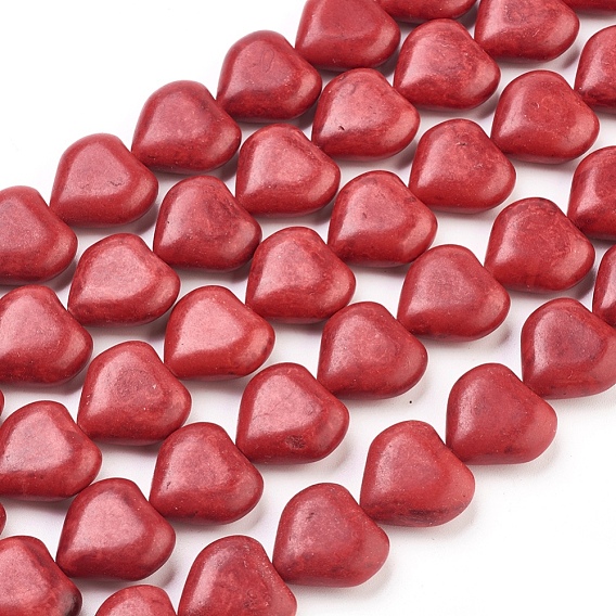 Perlas howlite sintéticos, teñido, corazón, 17x18x9 mm, Boca: 1 mm, sobre 350 PC / kg