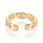 Adjustable Brass Micro Pave Clear Cubic Zirconia Cuff Rings, Open Rings, Coffee Bean Chain Shape