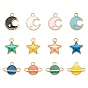 72 pendentifs en alliage émaillé, planète & étoile & lune & étoile, or et de lumière