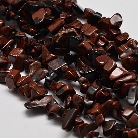 Puce acajou naturel perles d'obsidienne brins, 5~8x5~8mm, Trou: 1mm, 34 pouce