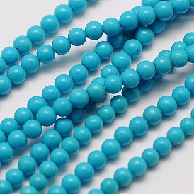 Synthétiques chinois brins de perles turquoise, ronde