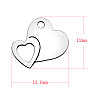 201 Stainless Steel Charms, Stamping Blank Tag, Heart with Heart
