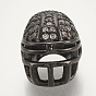 Brass Micro Pave Cubic Zirconia Football Helmet Beads, Clear