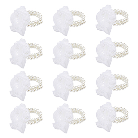 Bracelets extensibles en plastique imitation perles, avec bords en dentelle, pour demoiselle d'honneur, de mariée, bijoux de fête, avec des sacs en organza