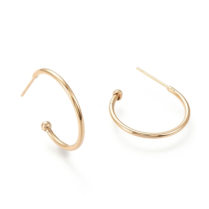 Brass Half Hoop Earrings, Stud Earring, Long-Lasting Plated, Ring
