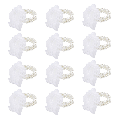 Plastic Imitation Pearl Stretch Bracelets, with Lace Edges, for Bridesmaid, Bridal, Party Jewelry, with Organza Bags