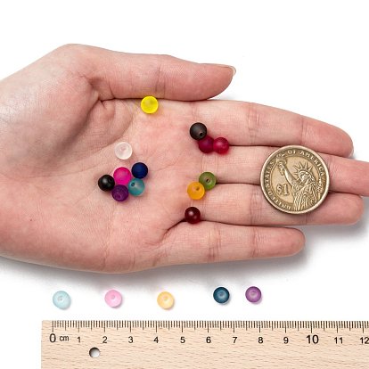 18 couleurs perles de verre transparentes, pour la fabrication de bijoux en perles, givré, ronde