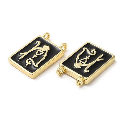Eco-Friendly Brass Enamel Pendants, Real 18K Gold Plated, Lead Free & Cadmium Free, Rectangle Charm