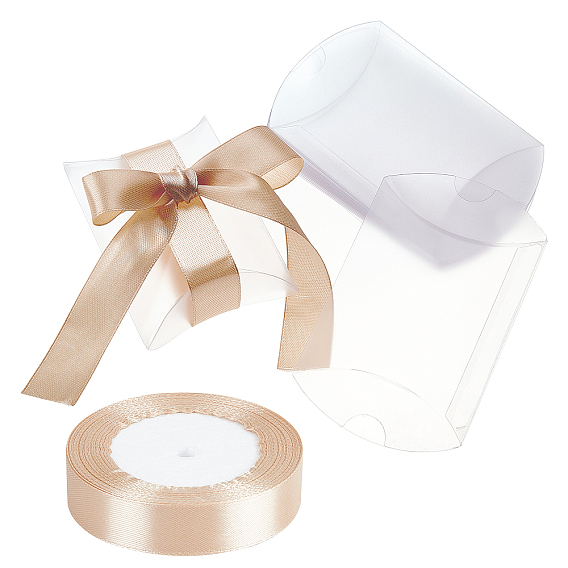 Cajas de almohada esmeriladas de plástico pvc benecreat, caja de embalaje transparente de dulces de regalo