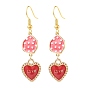 Boucles d'oreilles pendantes en alliage d'émail rouge, bijoux en laiton thème saint valentin pour femme, or