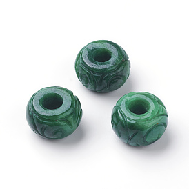 Perles européennes de jade birman / jade birman, Perles avec un grand trou   , teint, plat rond