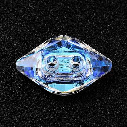 2 -botones de diamantes de imitación de cristal de rombos con orificios, facetados