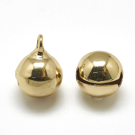 Brass Bell Charms, Real 18K Gold Plated