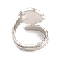 Oval Stone Cuff Ring, Brass Leaf Wrap Open Ring for Women, Cadmium Free & Lead Free, Platinum