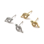 Rack Plating Brass Micro Pave Clear Cubic Zirconia Snake Stud Earrings, Long-Lasting Plated, Lead Free & Cadmium Free