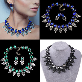 Sparkling Blue Sapphire Necklace and Earrings Set for Fashionable Party Accessories