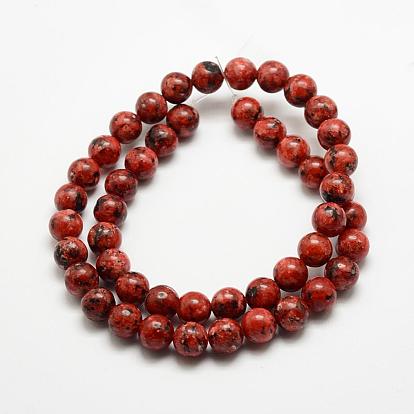 Natural Larvikite Beads Strands, Dyed & Heated, Round