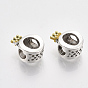 Alloy European Beads, with Light Yellow Enamel, Large Hole Beads, Crown
