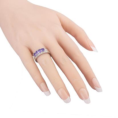 Real Platinum Plated Brass Cubic Zirconia Wide Band Rings, 17mm