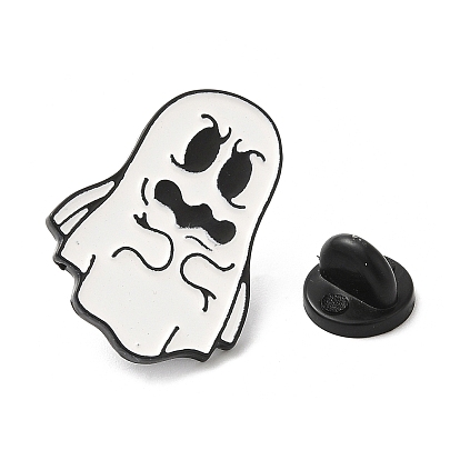 Halloween Theme Skull Pirate/Ghost Enamel Pins, Black Zinc Alloy Brooches for Backpack Clothes
